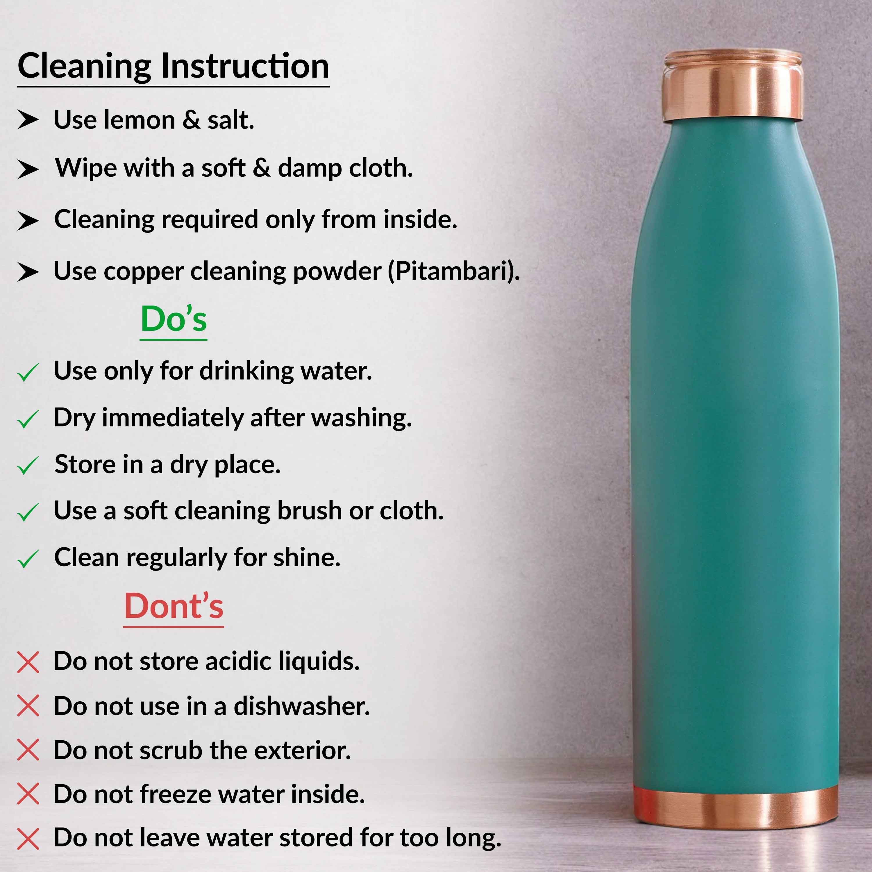 Personalized copper silk finish water bottle green - 900 ML 156